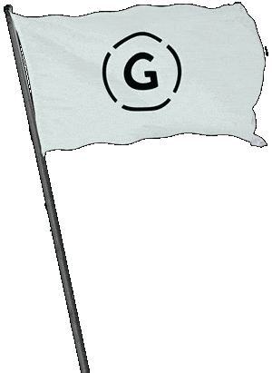 A waving flag with the Gigasavvy logo on it