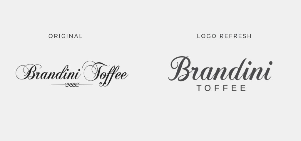 Brandini Toffee logo comparison